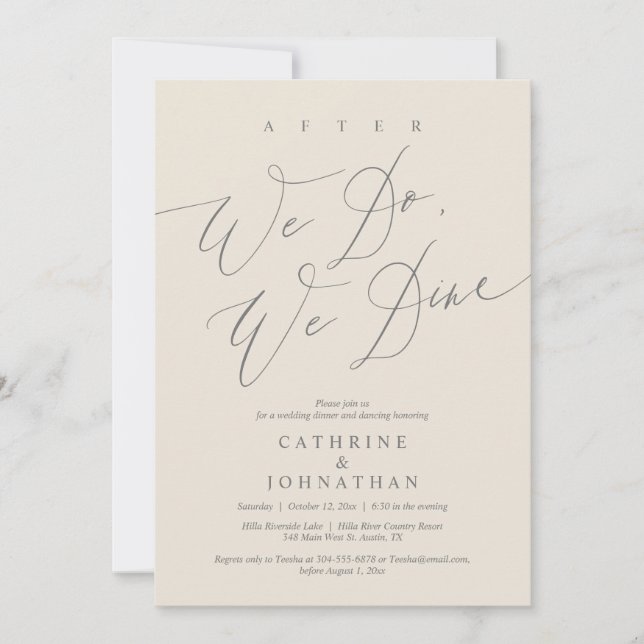 After we do, we dine, Wedding Dinner and Dancing Invitation (Front)