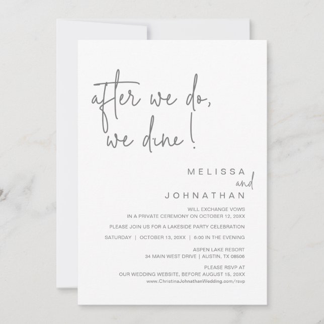 After We Do, We Dine, Wedding Elopement Party Invi Invitation (Front)