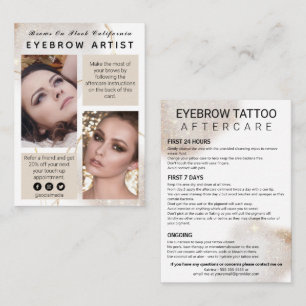Aftercare Eyebrow Tattoo Cards