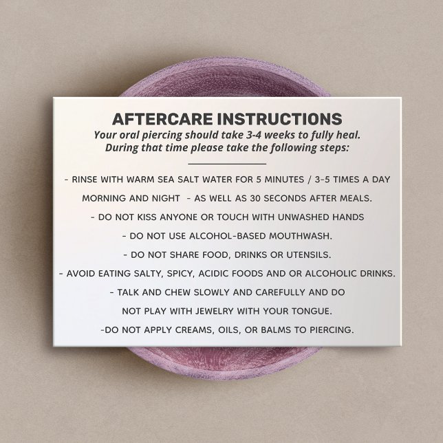 Aftercare for Lip, Tongue and Cheek Piercing  Busi Business Card (Creator Uploaded)