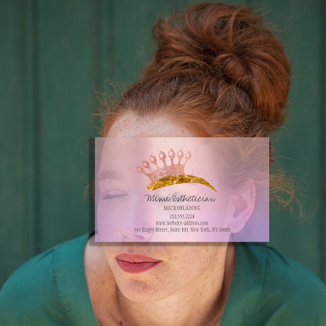 Aftercare Instruction Eyebrow Crown Rose Purple  Business Card (Aftercare Instruction Eyebrow Crown Rose Purple Business Card)