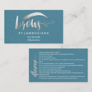 Aftercare Instructions Brow Microblading Blue Grey Business Card