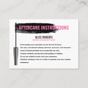 Aftercare Instructions for Eyelashes  Brow Bar Business Card
