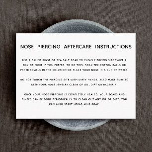 Aftercare Instructions For Nose Piercing Business Business Card