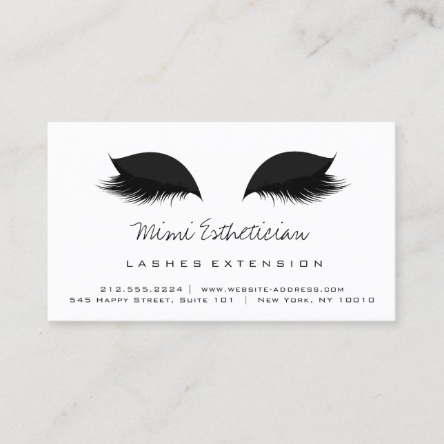 Aftercare Instructions Lash Extension Black White Business Card (Front)