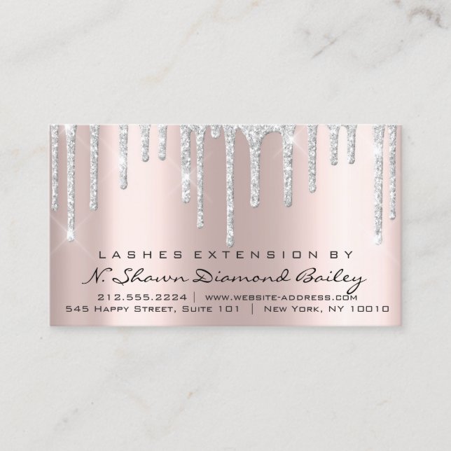 Aftercare Instructions Lash Extension Grey Drips Business Card (Front)