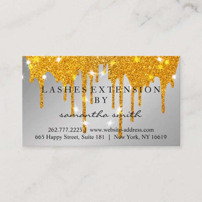 Aftercare Instructions Lash Gold Drips Spark Business Card (Front)