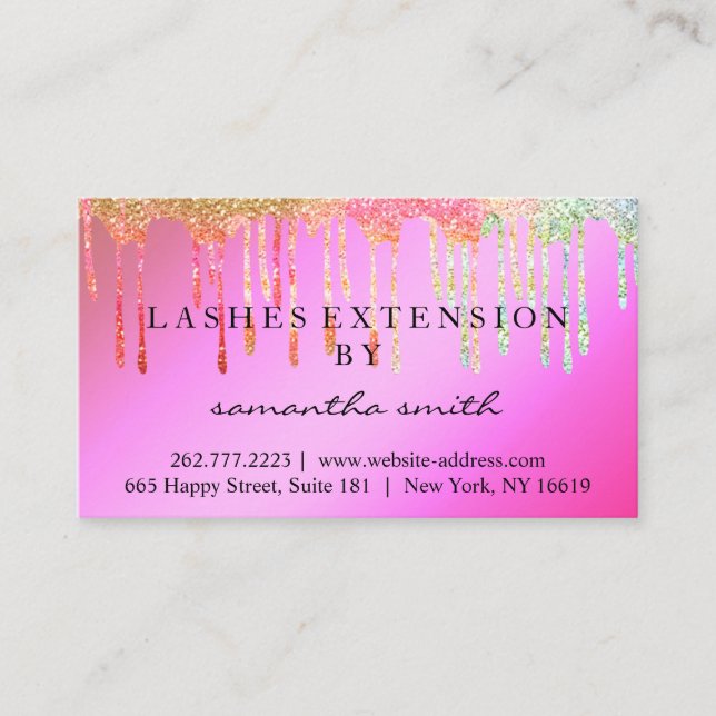 Aftercare Instructions Lash Gold Drips Spark Business Card (Front)