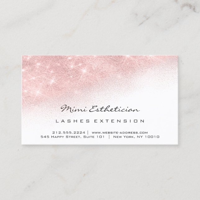Aftercare Instructions Lash Pink Glitter White Business Card (Front)