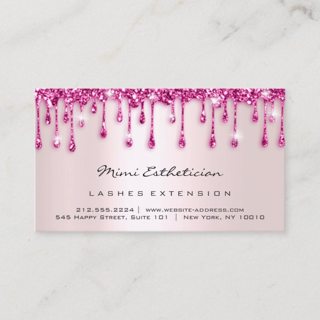 Aftercare Instructions Lash Rose Glitter DripBerry Business Card (Front)