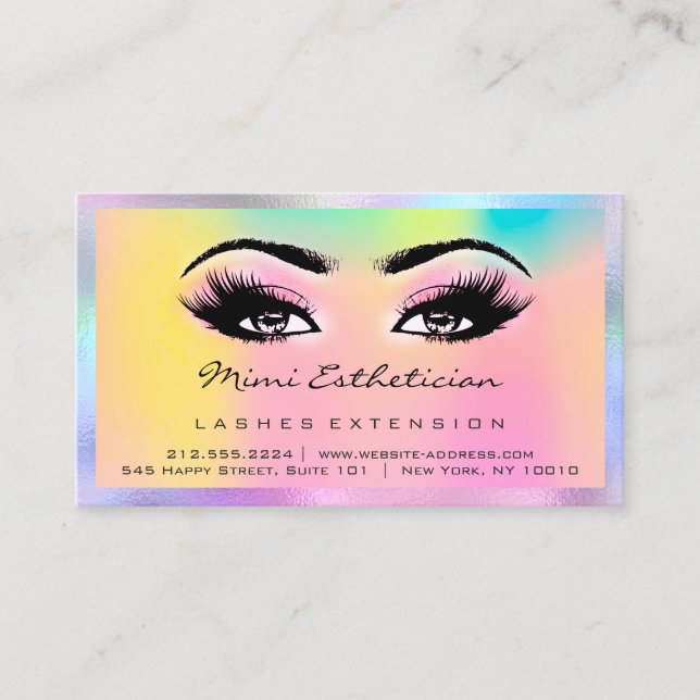 Aftercare Instructions Lash Rose Holograph Business Card (Front)