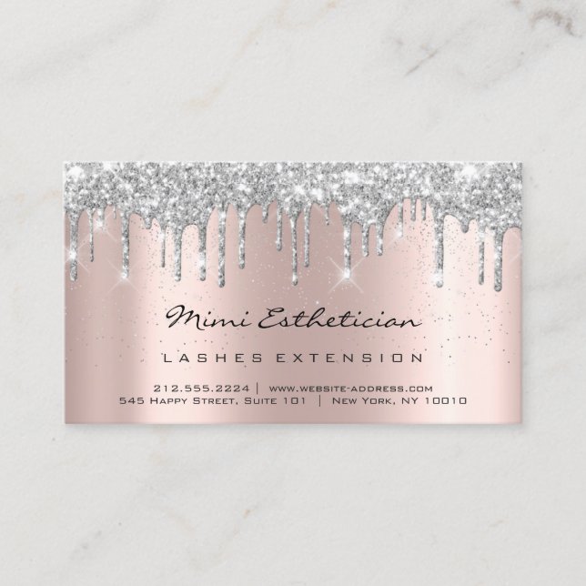Aftercare Instructions Lash Rose Spark ConfettGray Business Card (Front)