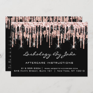 Aftercare Instructions Lashes Back Rose Gold Drips Invitation