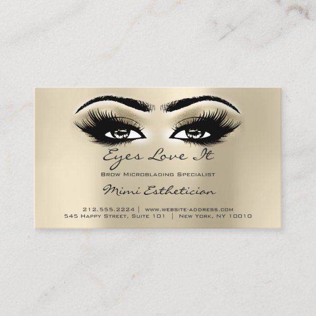 Aftercare Instructions Lashes Champaigne Eyes Business Card (Front)
