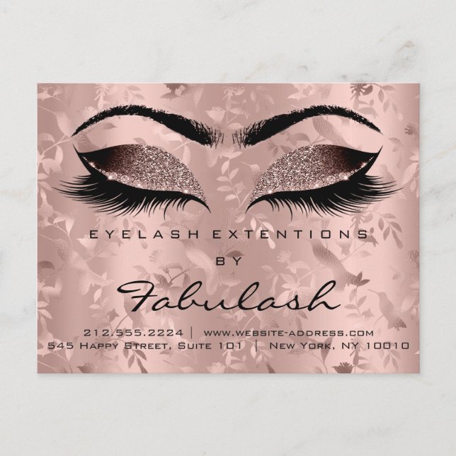 Aftercare Instructions Lashes Extension Rose Birds Postcard (Front)