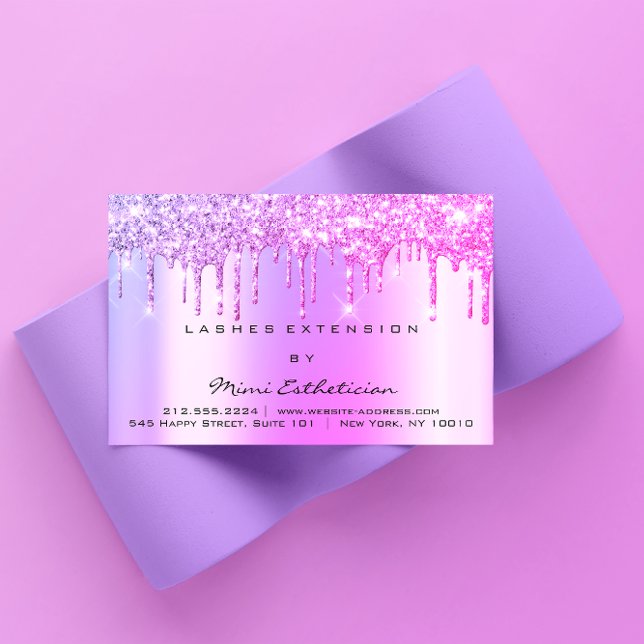 Aftercare Instructions Lashes Pink Drips Spark Business Card (Aftercare Instructions Lashes Pink Drips Spark Business Card)