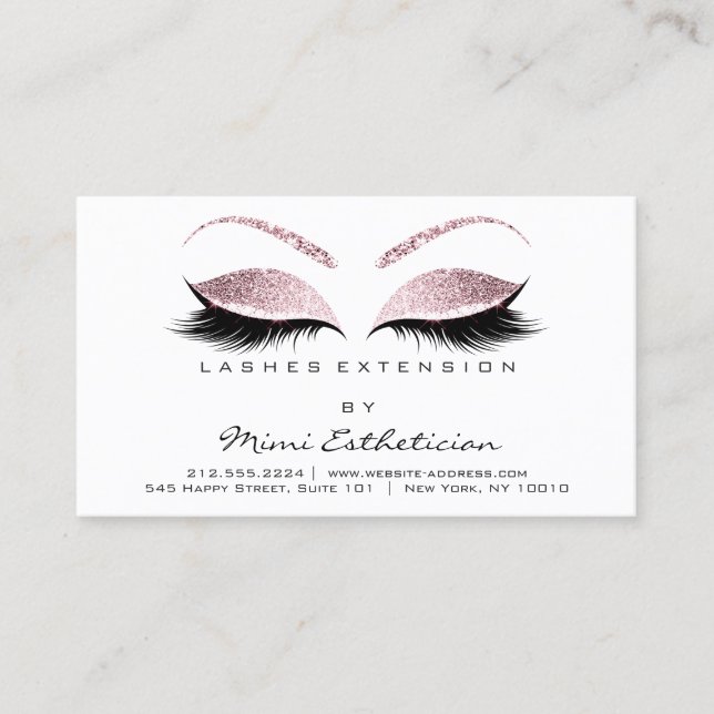 Aftercare Instructions Lashes Studio Pink Pastel Business Card (Front)