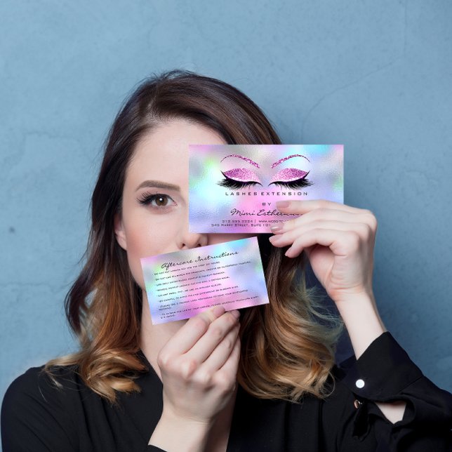 Aftercare Instructions Lashes Studio Pink Small Business Card (Creator Uploaded)