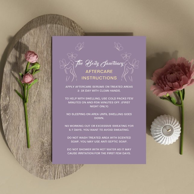Aftercare Instructions Logo women Body Purple  Business Card (Creator Uploaded)