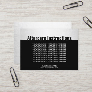 Aftercare Instructions Modern Silver Beauty Salon Business Card