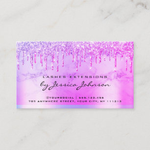 Aftercare Instructions Purple Glossy Glitter Drips Business Card