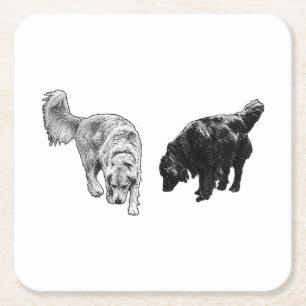 Afterglow Dot Sip — Retriever Duo Square Paper Coaster