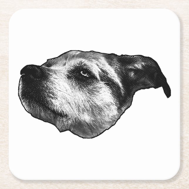 Afterglow Dot Sip — Terrier Square Paper Coaster (Front)