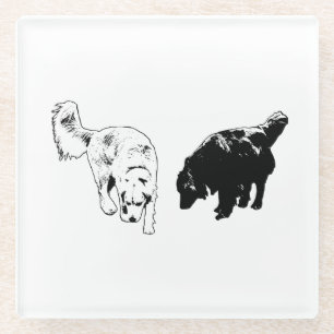Afterglow Edge — Retriever Duo Glass Coaster