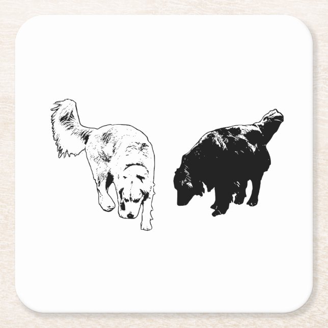 Afterglow Edge — Retriever Duo Square Paper Coaster (Front)