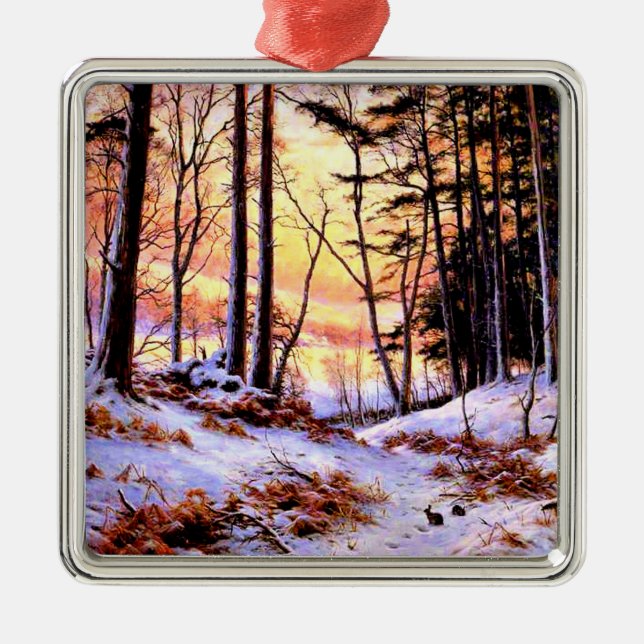 Afterglow, famous painting by Joseph Farquharson, Metal Tree Decoration (Front)