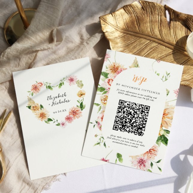 Afterglow Garden Floral Heart QR Code Wedding RSVP (Creator Uploaded)