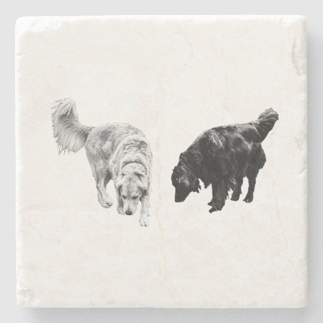 Afterglow Table Hush — Retriever Duo Stone Coaster (Front)
