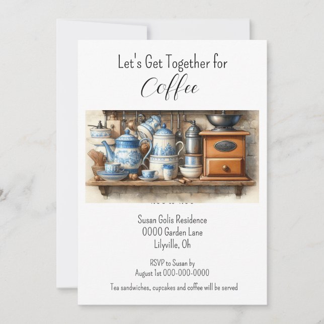 Afternoon Coffee Get Together  Invitation (Front)