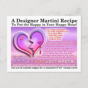 Afternoon Delight Valentine's Day Martini Recipe Holiday Postcard