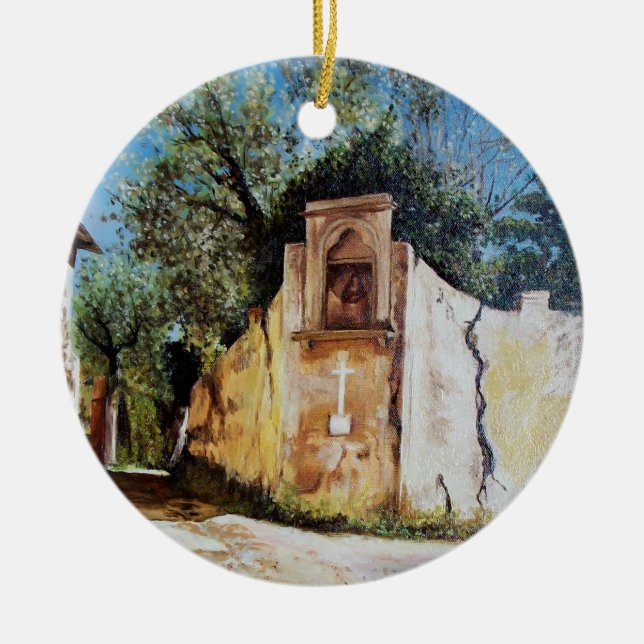 AFTERNOON IN RIMAGGIO / Tuscany View Ceramic Tree Decoration (Front)