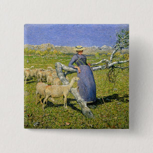 Afternoon in the Alps, 1892 (oil on canvas) 15 Cm Square Badge