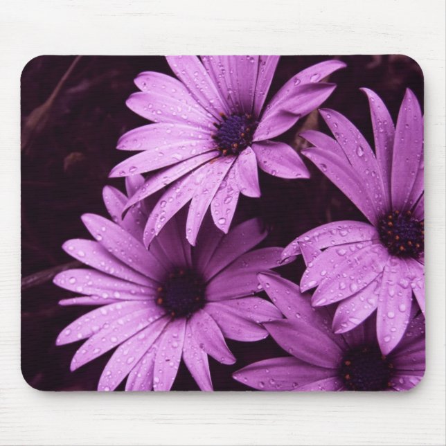 Afternoon Showers Purple Pink Flowers Mousepad (Front)