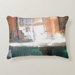Afternoon sunlight, train station decorative cushion