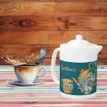 Afternoon Tea 50th Birthday Vintage Floral Teapot<br><div class="desc">Do it in style - a High Tea Party with vintage floral teapot when someone you love wants to celebrate 50th Birthday milestone. The illustration has blue vintage floral teapot surrounded by blooms and green foliage. Just right for afternoon tea celebration. You can easily personalise the text by 'Customise' button...</div>