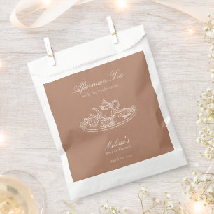 Afternoon Tea Hand-drawn Brown Bridal Shower Favour Bags