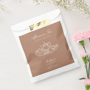 Afternoon Tea Hand-drawn Brown Bridal Shower Favour Bags