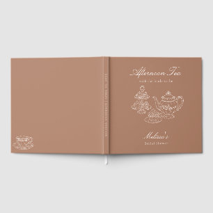 Afternoon Tea Hand-drawn Brown Bridal Shower Guest Book