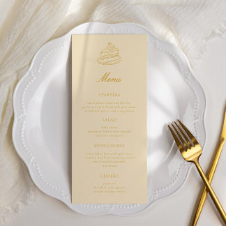 Afternoon Tea Hand-drawn Yellow Bridal Shower Menu