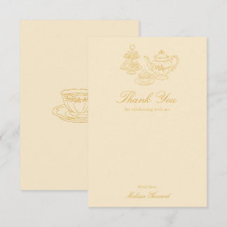 Afternoon Tea Hand-drawn Yellow Bridal Shower Thank You Card