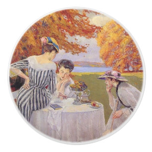 afternoon tea in the park ceramic knob