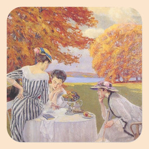 Afternoon tea in the park square sticker