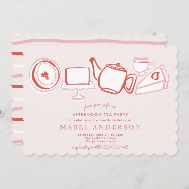 Afternoon Tea Kids Birthday Party Invitation (Front/Back)