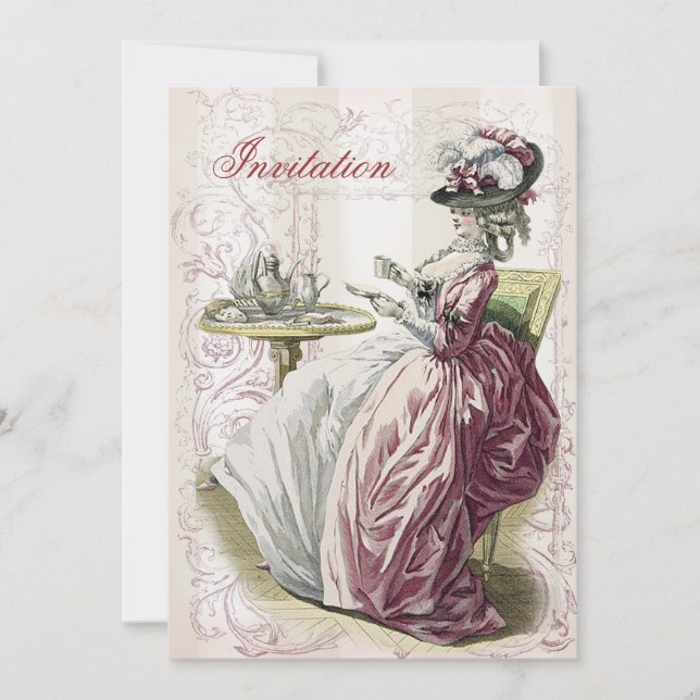Afternoon Tea, on ivory, Invitation (Front)
