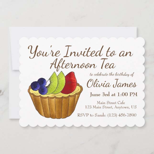 Afternoon Tea Party Birthday Bridal Shower Tart Invitation (Front)