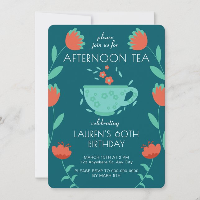 Afternoon Tea Party Birthday Invitation (Front)